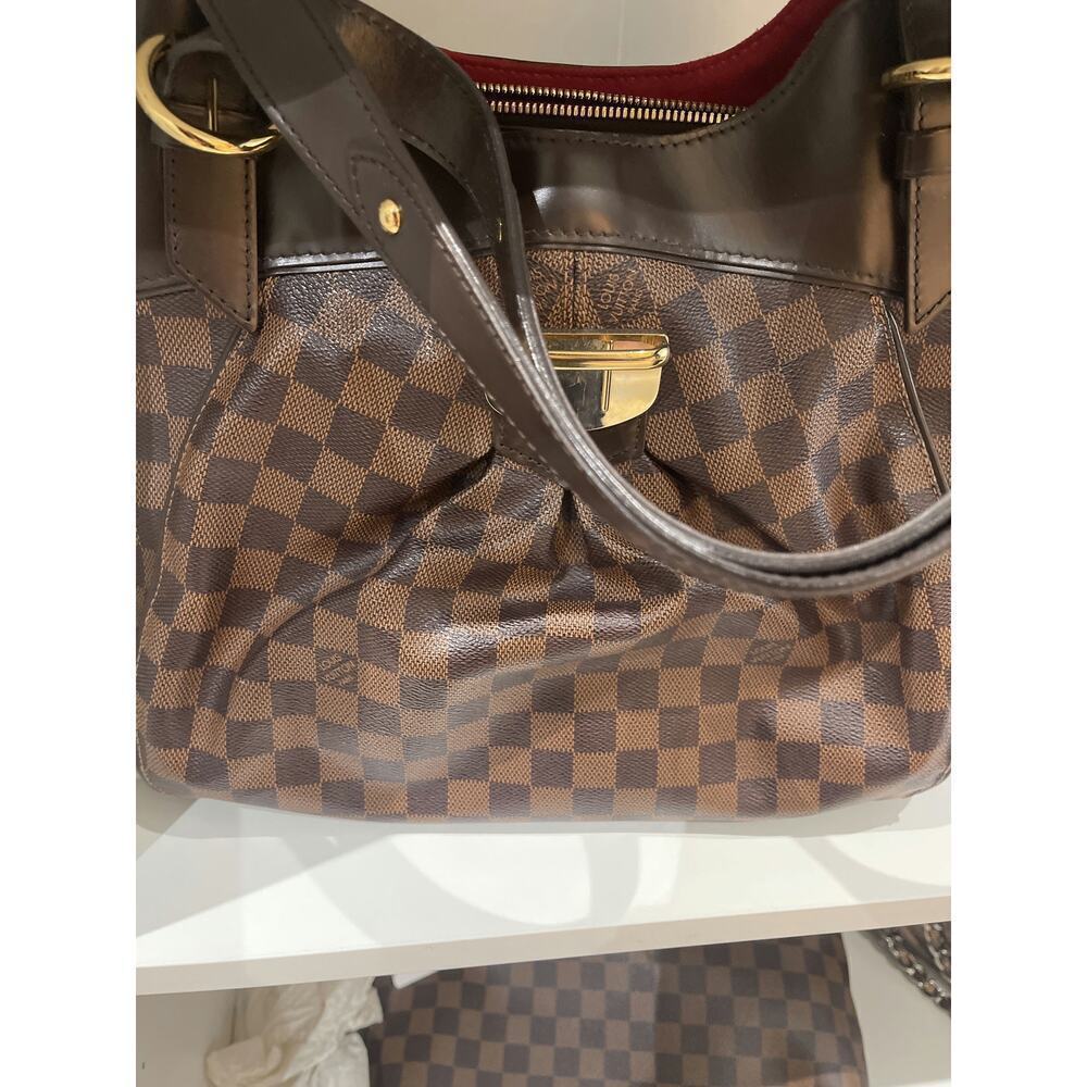 Louis Vuitton Damier Ebene Canvas Berkeley Bag with Gold Hardware